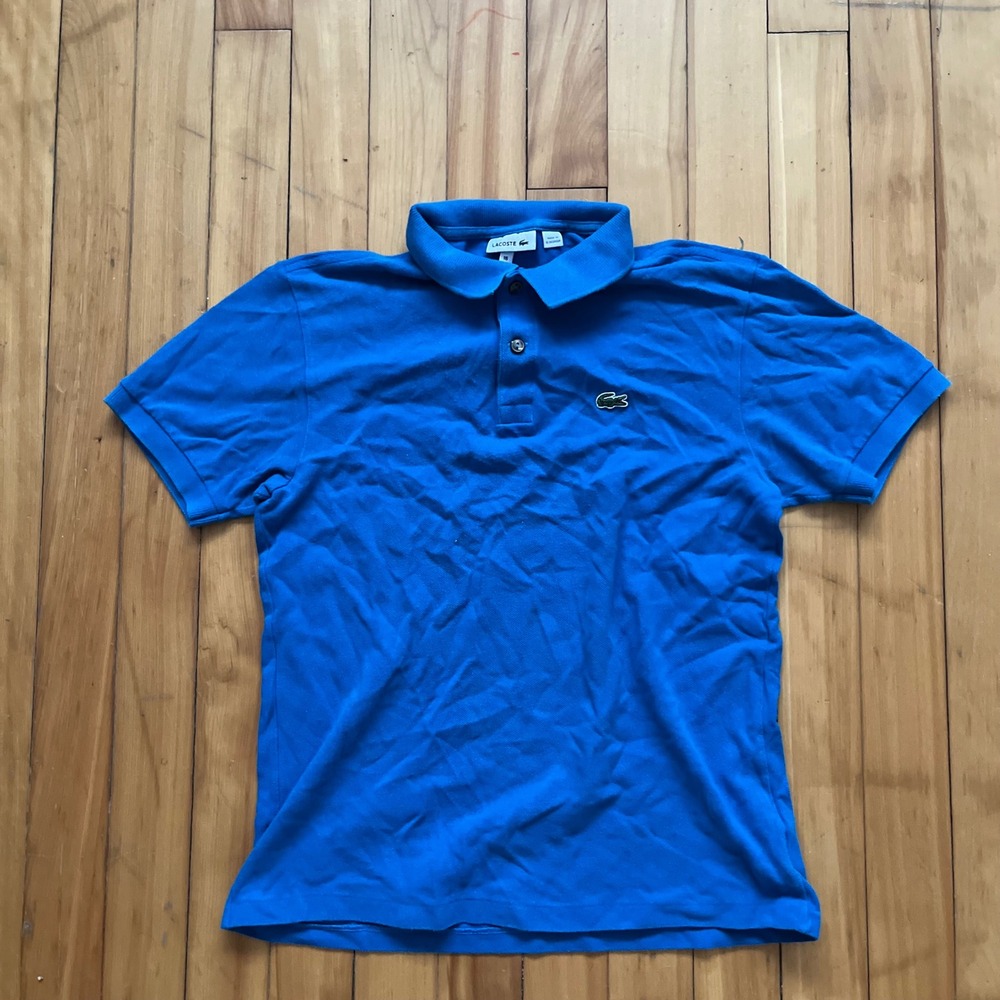 Lacoste Blue Short Sleeve Polo Shirt Crocodile Logo Size 16